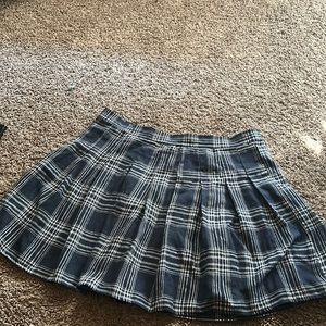 blue pleated skirt